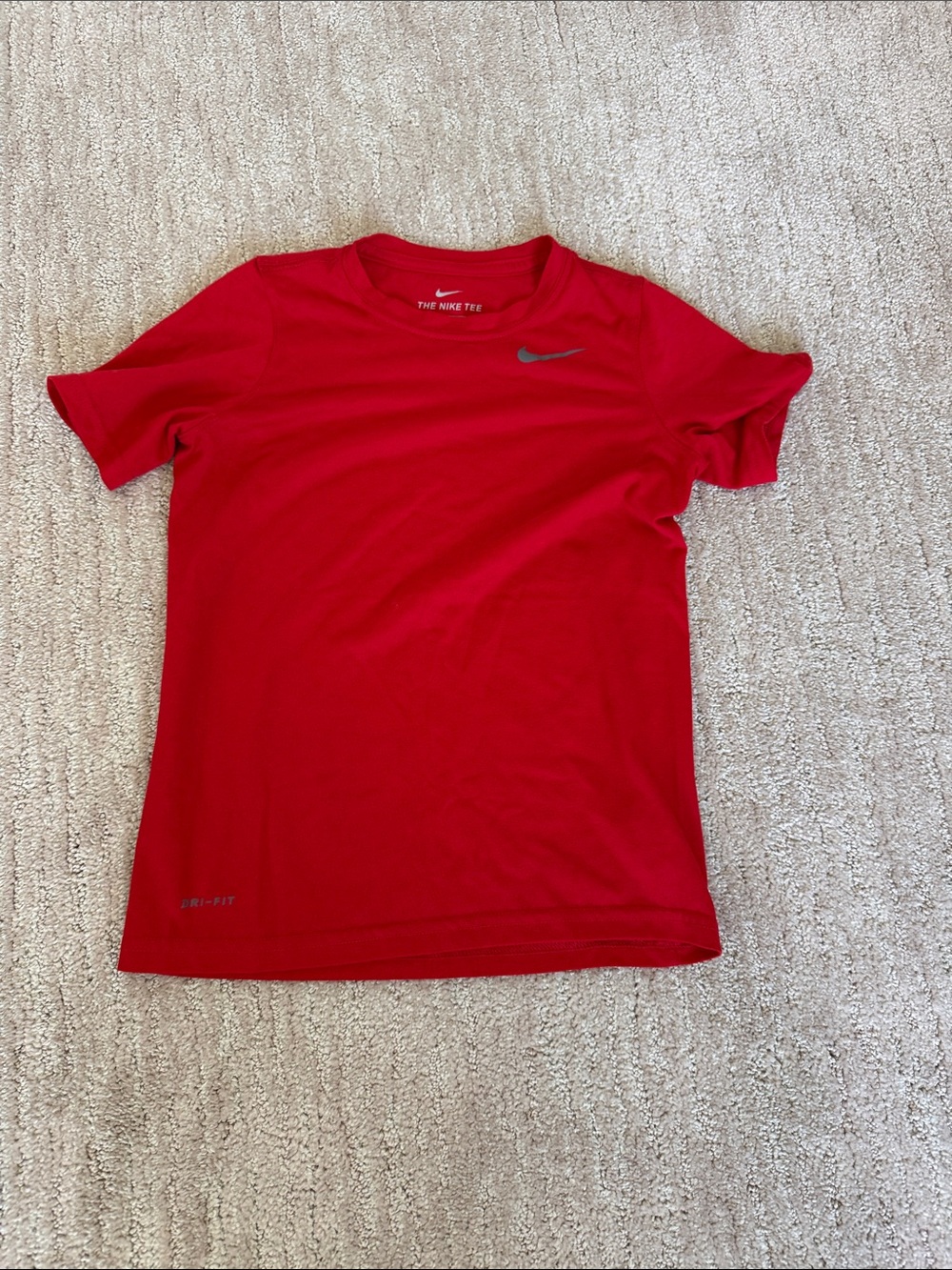 Nike Red Short Sleeve Athletic Tee with Gray Swoosh